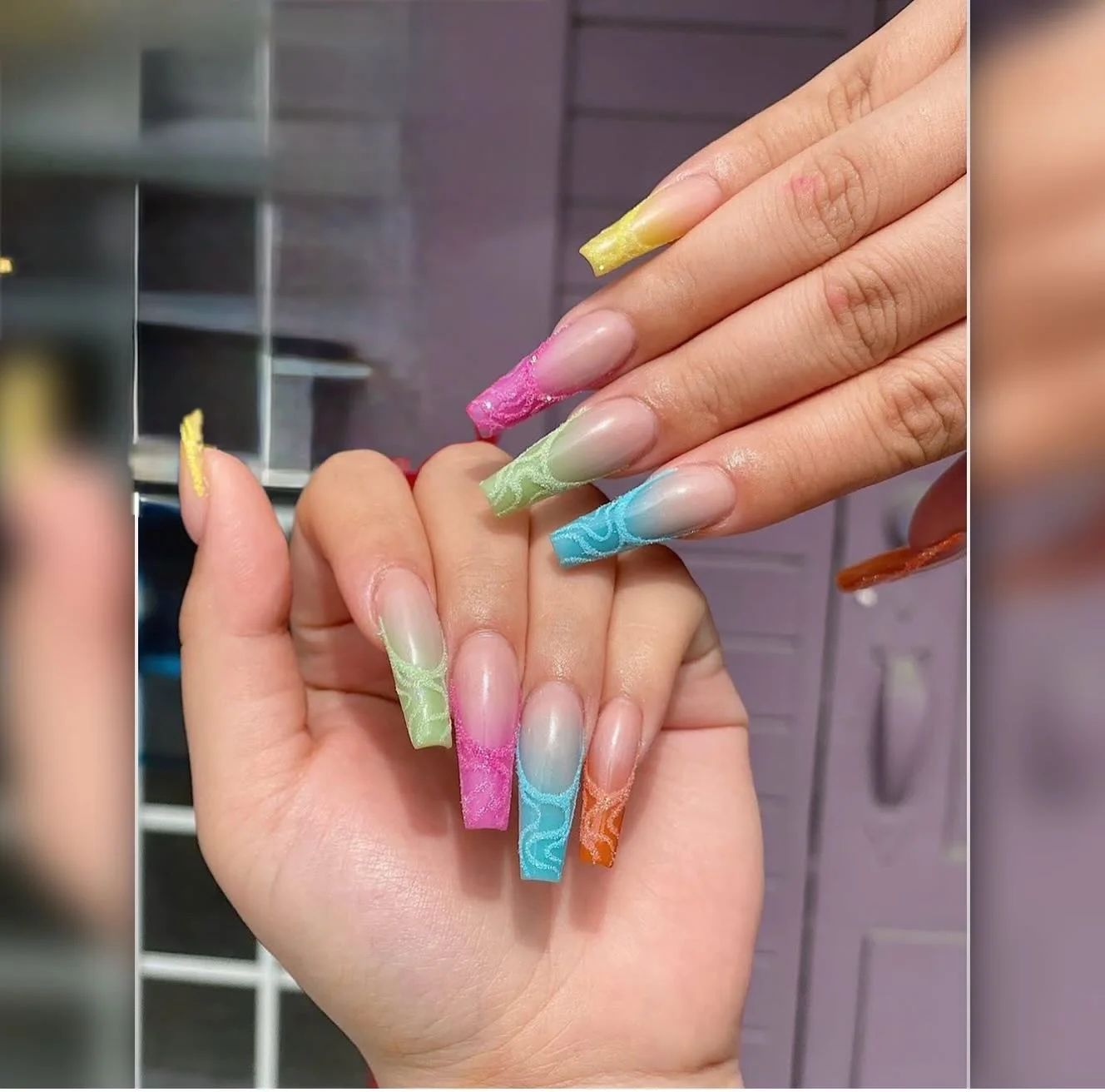 Sorbet Tips custom nail set by Doris Nails Lounge