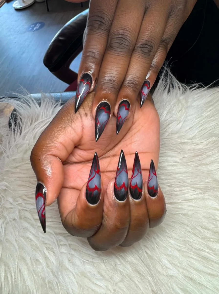 Midnight Flame custom nail set by Doris Nails Lounge
