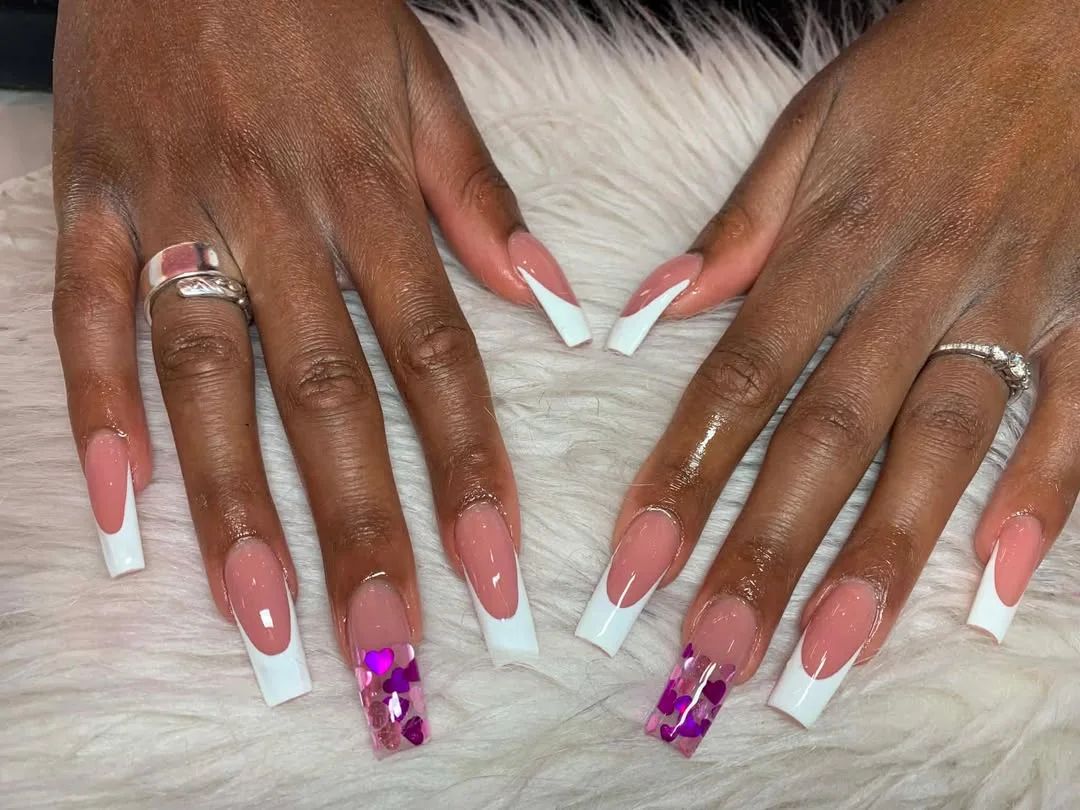 Crystal French custom nail set by Doris Nails Lounge