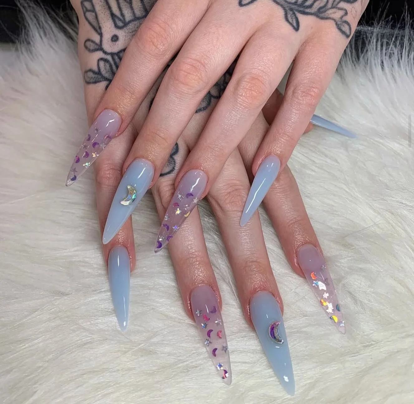 Lavender Sky custom nail set by Doris Nails Lounge