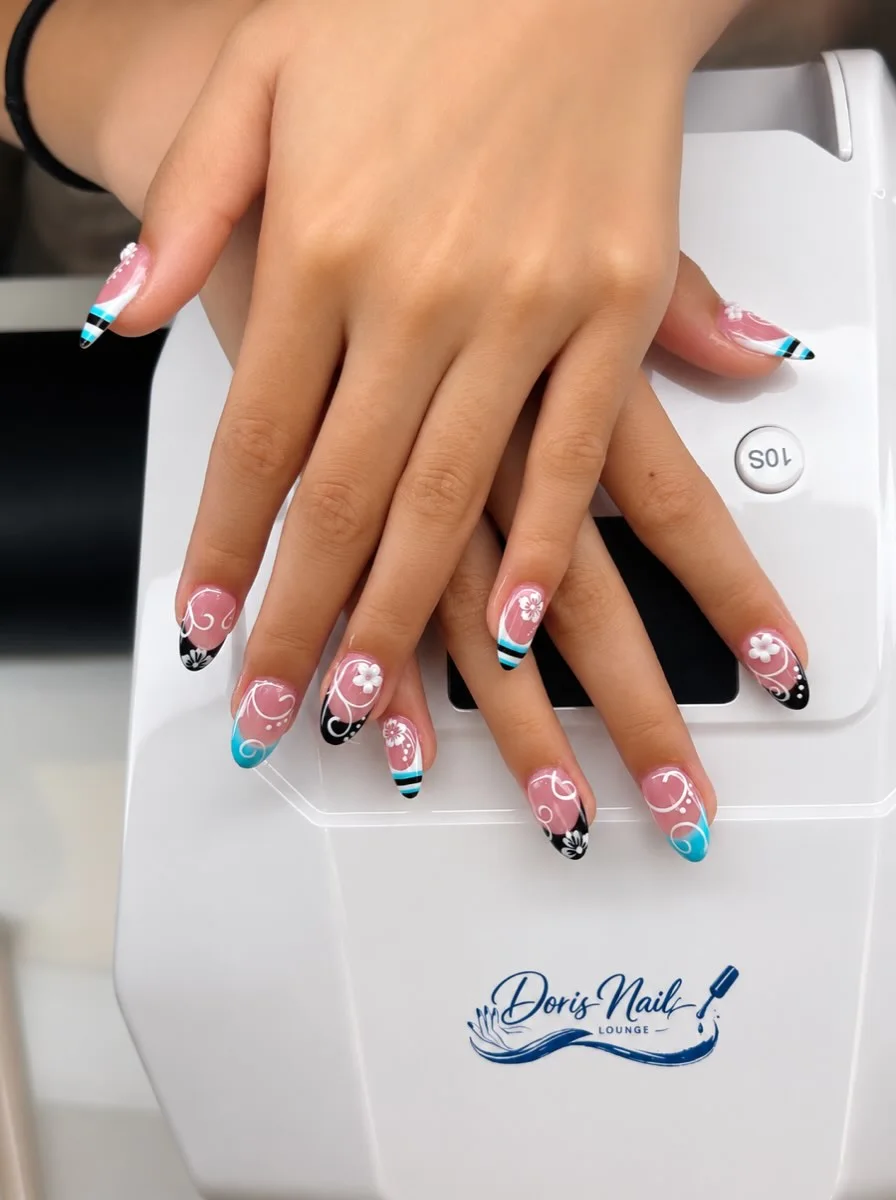 Summer Pop custom nail set by Doris Nails Lounge