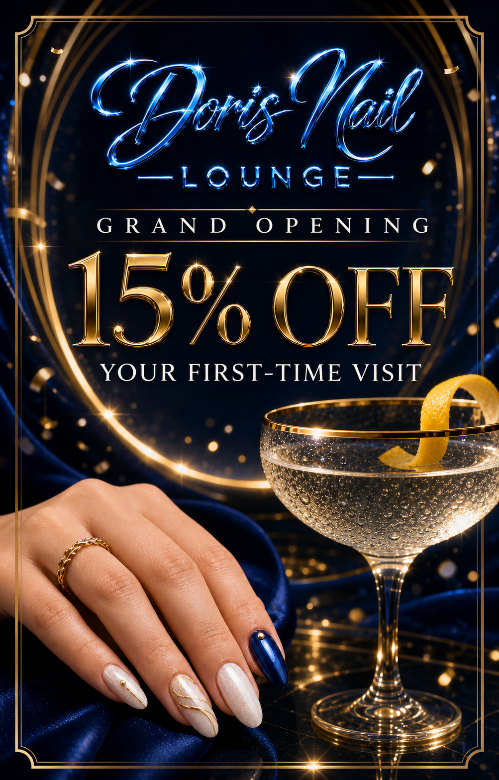 Doris Nail Lounge grand opening — 15% off your first-time visit